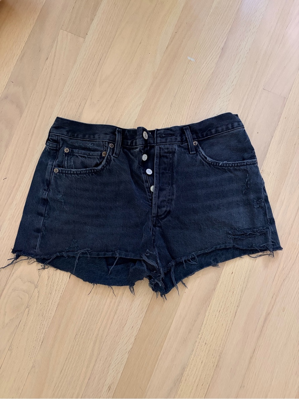 Agolde Black Denim Parker Shorts